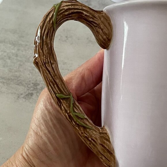 April Cornell Silvestri Vintage Set of Two Mugs Yellow Floral Faux Bois Handles - Picture 6 of 10